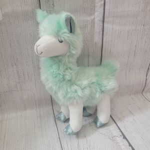 Fao Schwarz Llama Plush Green Sparkly Glitter Hooves 12" Inch Stuffed Animal